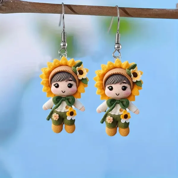 2D Acrylic Sunflower Charm Earrings