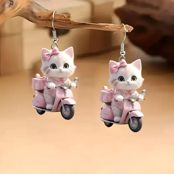 Charming Cat Acrylic Dangle Earrings